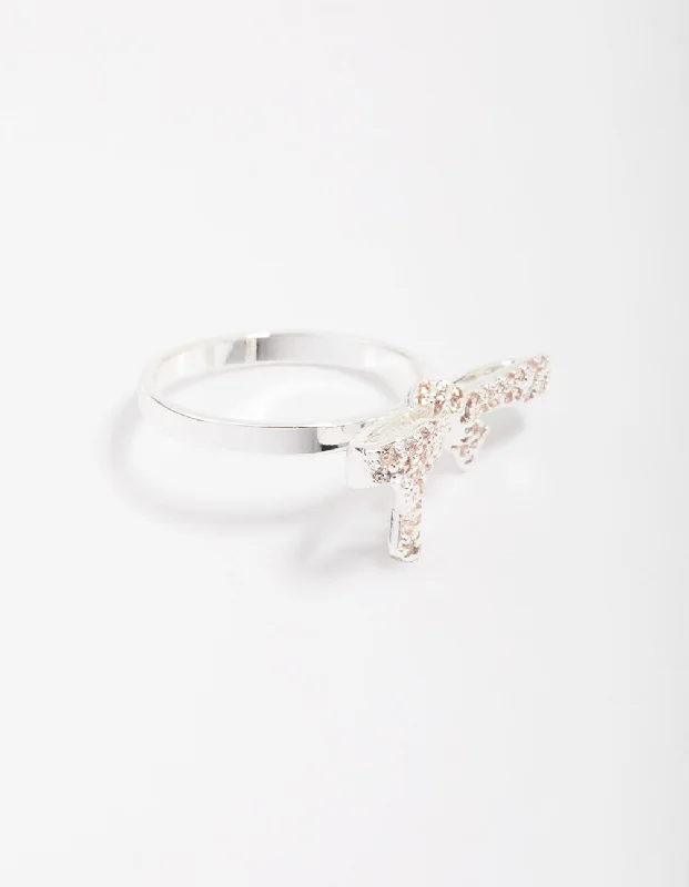 Silver Cubic Zirconia Bow Ring