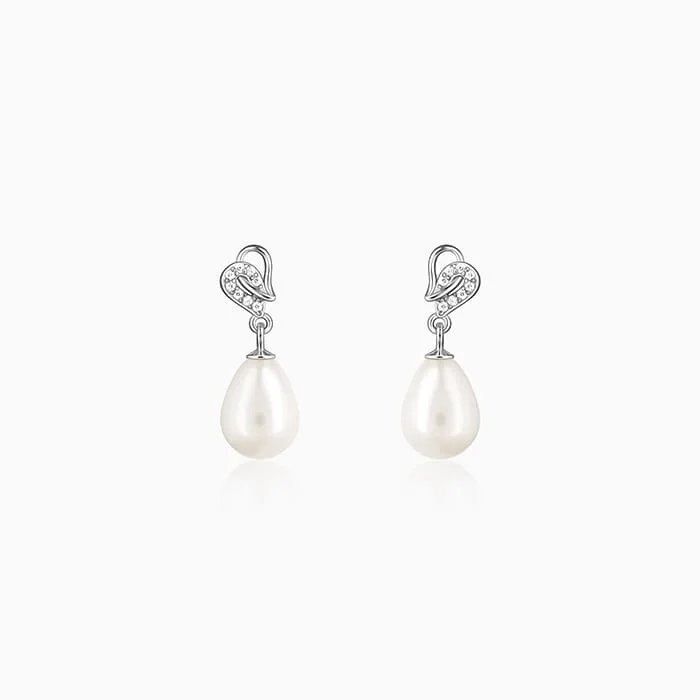 hammered gold stacking rings Silver Elegant Pearl Drop Earrings