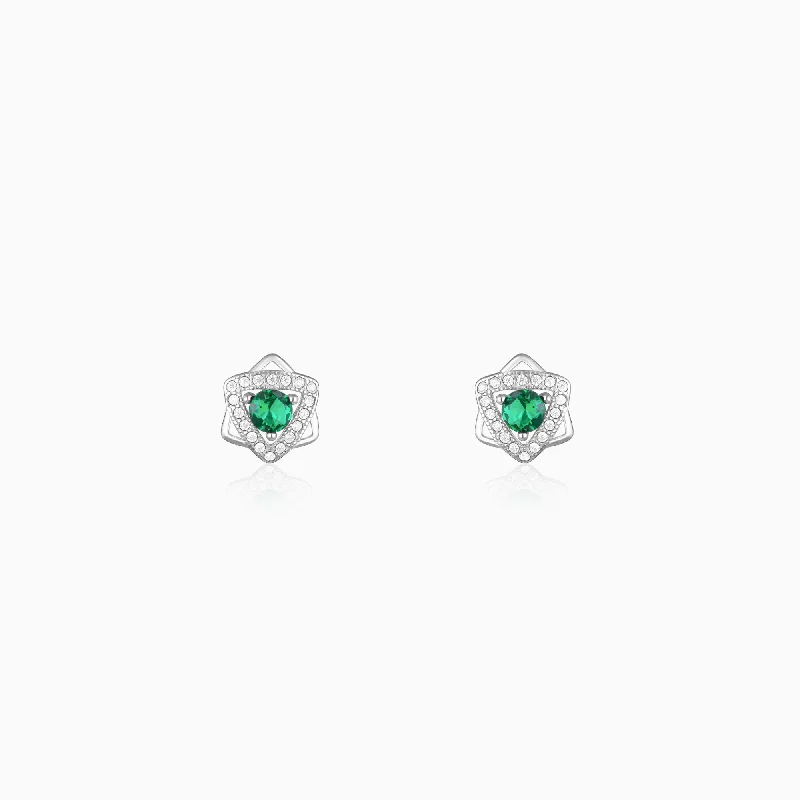 simple gold bar stud earrings Silver Emerald Green Star Earrings
