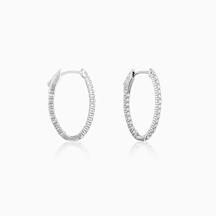 tiny opal stud earrings Silver Enchanted Eve Oval Hoops