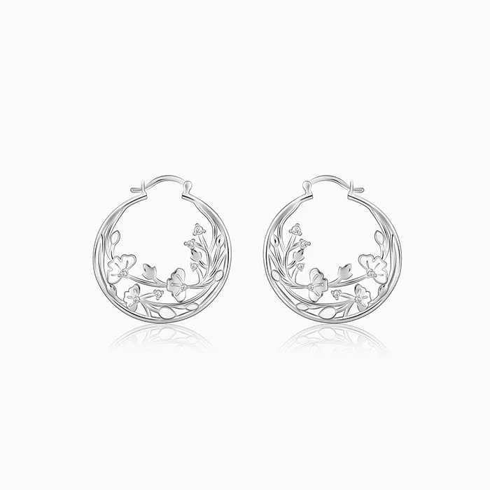 elegant marquise diamond ring Silver Eyebright Hoop Earrings