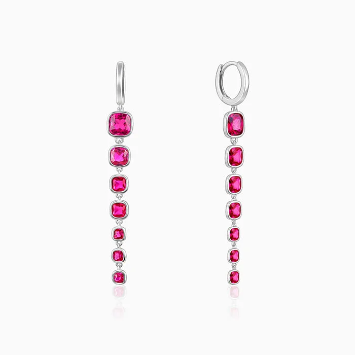 minimal diamond bar necklace Silver Fall in Pink Danglers