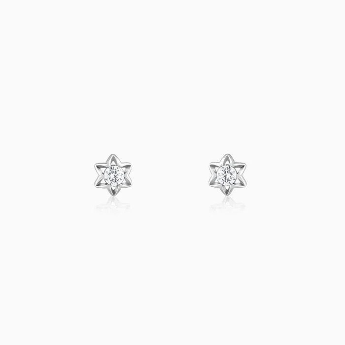 crystal drop earrings elegant Silver Flower Star Stud Earrings