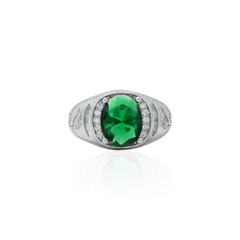 Silver Grace Shine Of Green Stone Ring