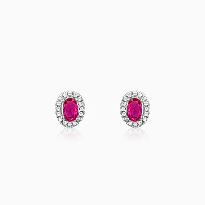 sterling silver toe ring set Silver Pink Oval Halo Studs