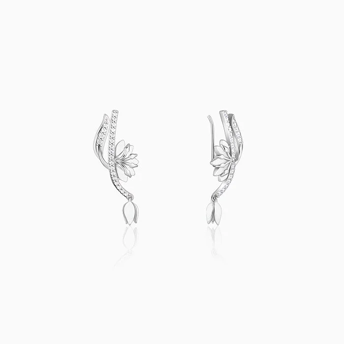 sterling silver braided ring Silver Snowy Safed Musli Earrings