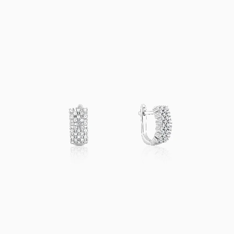men’s black diamond cufflinks Silver Sparkling Shine Hoop Earrings