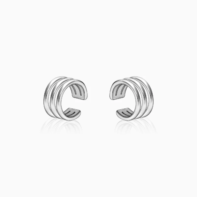 delicate chain necklace gold Silver Triple Clip On Hoop Earrings