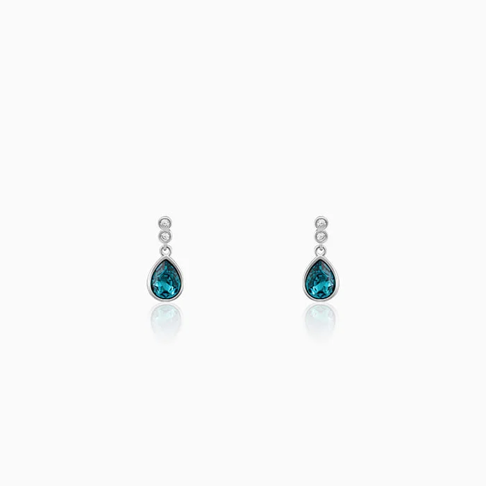 handcrafted sterling silver necklace Silver Turquoise Blue Tear Drop Earrings