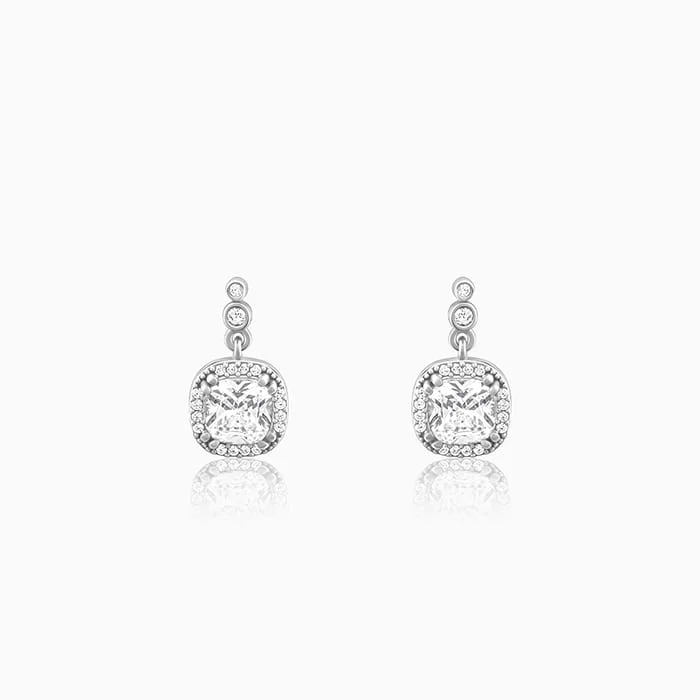 titanium wedding band men’s black Silver Zircon Halo Earrings