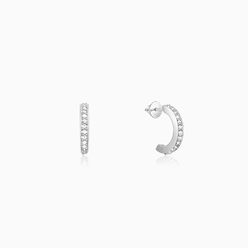 gold choker necklace simple Silver Zircon Shining Hoop Huggies Earrings