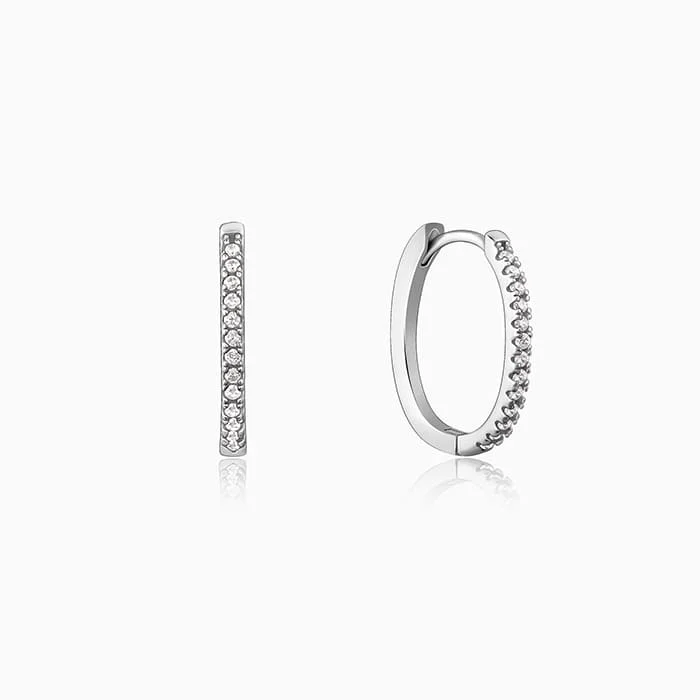 hammered silver pendant necklace Silver Zircon Twinkling Hoop Earrings