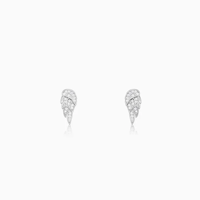 black diamond eternity band Silver Zircon Wing It Earrings