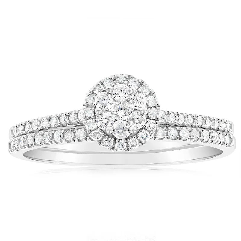 Silver1/2 Carat Diamond 2 Ring Bridal Set