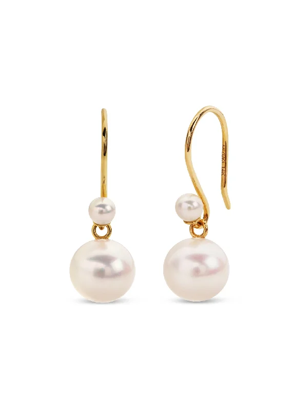 men’s tungsten carbide ring Small Pearl Yellow Gold Drop Earrings