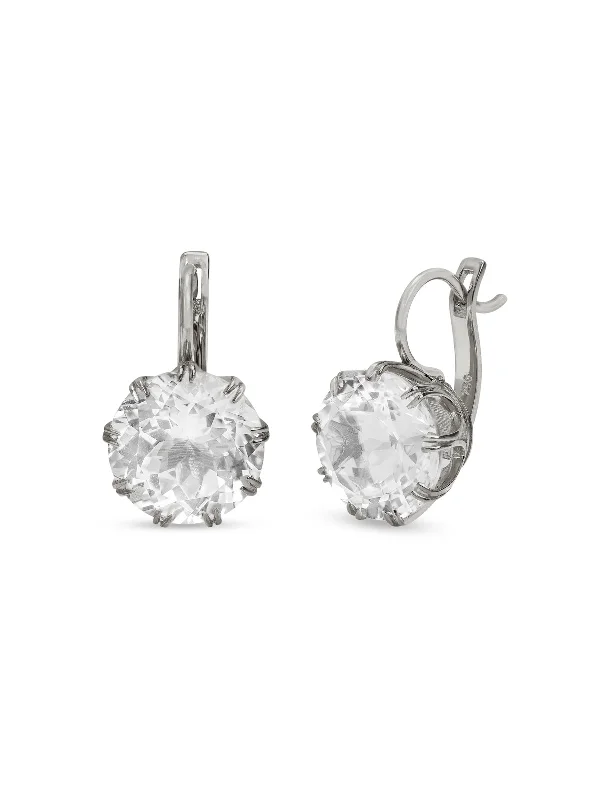 celestial orbit ring set Small White Topaz Crown White Gold Earrings