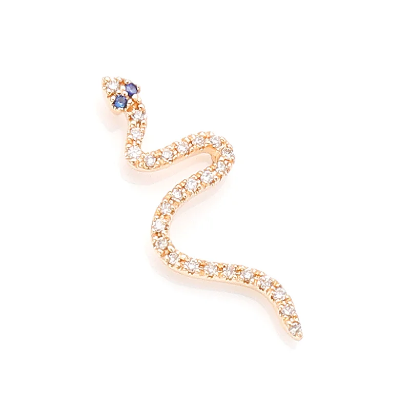 geometric diamond earrings gold Blue Sapphire Eye Snake Earring