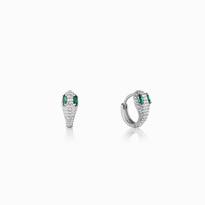 celestial star earrings stud Silver Green-Eyed Snake Earrings