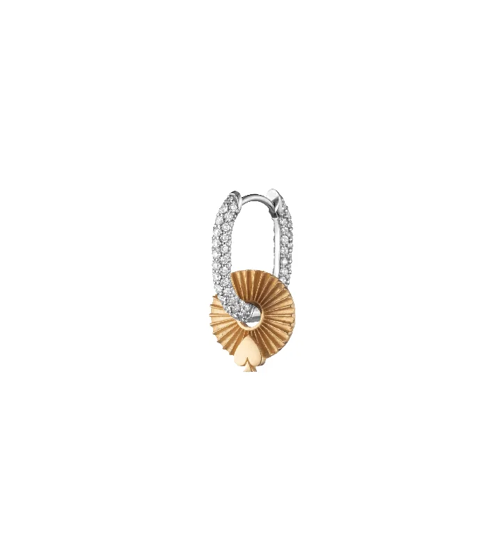 Spade - Reverie : Gold Symbol Disk Small Pave Chubby Fob Earring