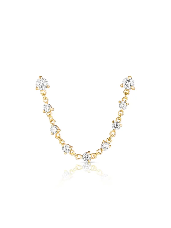 vintage-inspired pearl brooch Sparkler Yellow Gold Chain Double Earring