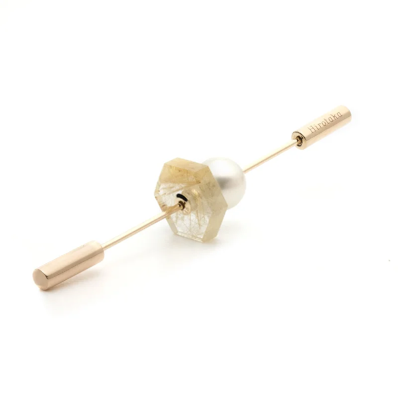 vintage-style garnet ring "Spear" Earring, Pearl & Rutile
