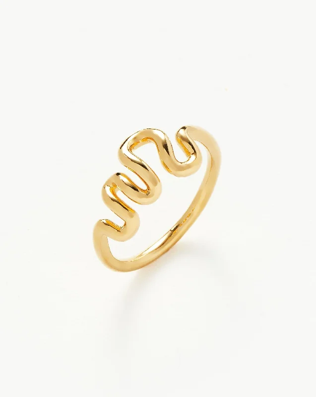 gold choker necklace simple Squiggle Wavy Stacking Ring | 18ct Gold Vermeil