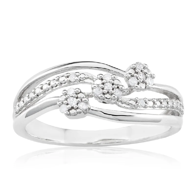 Sterling Silver 14 Diamond Ring