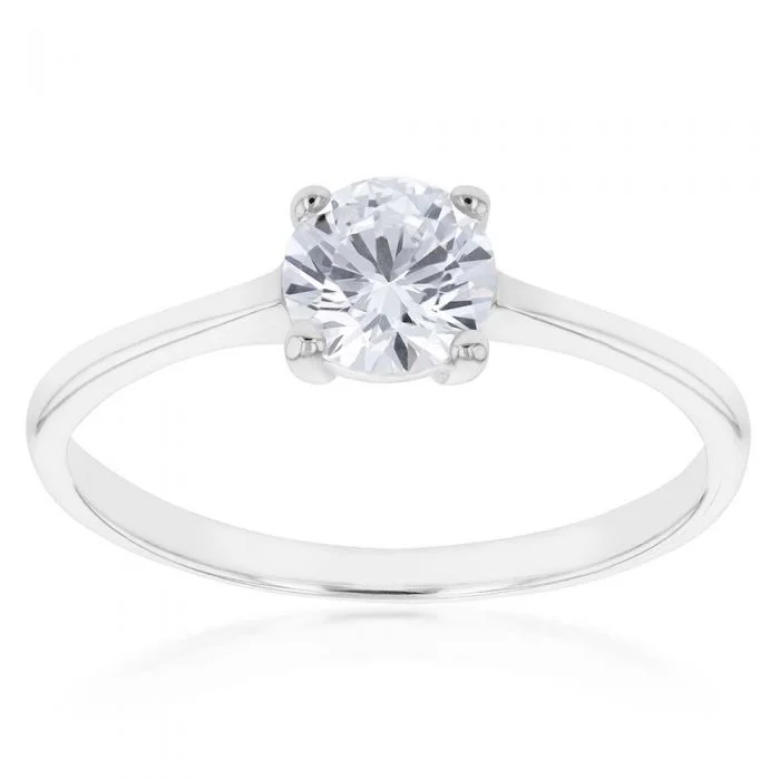 Sterling Silver 6mm 4 Claw Solitaire Zirconia Ring