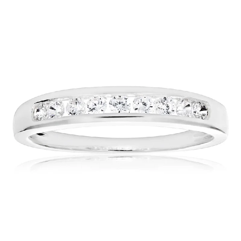 Sterling Silver Cubic Zirconia Channel Ring