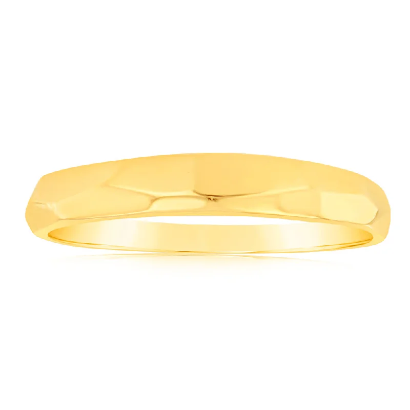 Sterling Silver Gold Plated Simple Diamond Cut Ring