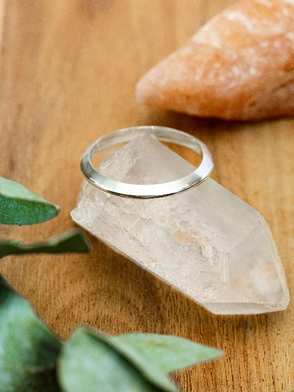 rose gold bezel ring Knife Edge Sterling Silver Wedding Band