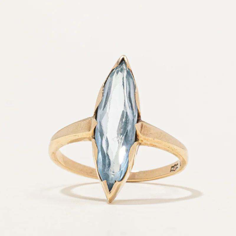 sterling silver lotus ring Synthetic Spinel Navette Ring | 3.00ct | SZ 7.25 |