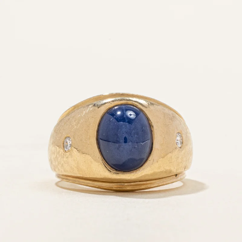 aquamarine and diamond wedding ring Synthetic Star Sapphire & Natural Diamond Cocktail Ring | 5.00ct, 0.10ctw | SZ 7.5 |