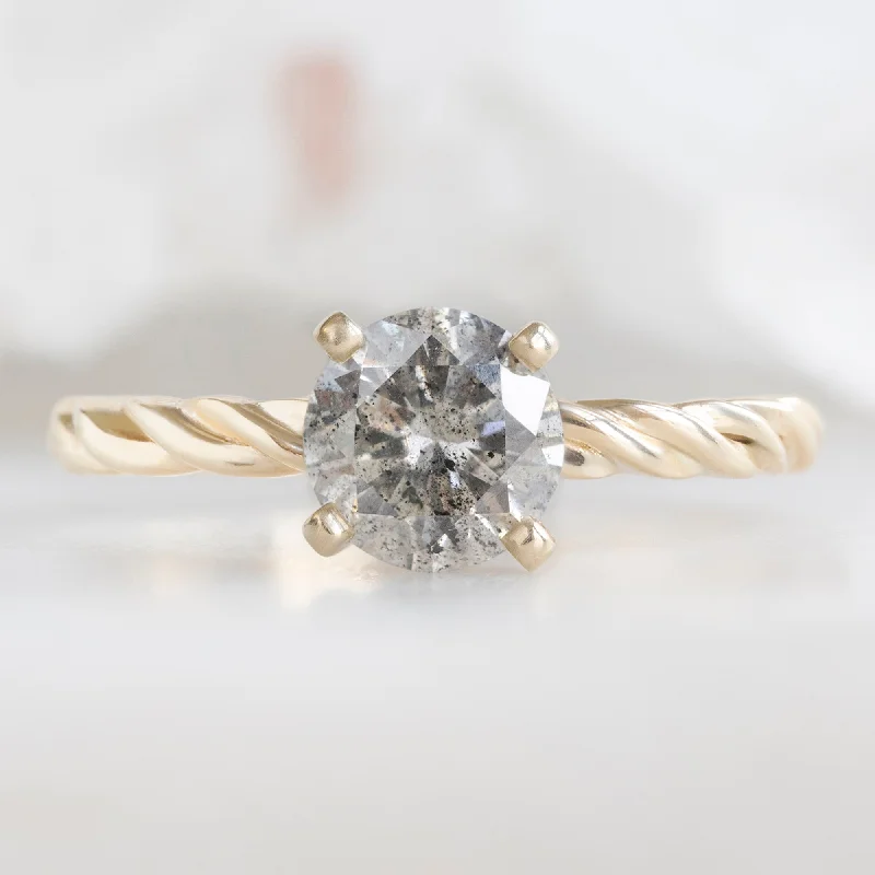 The Braided Ring | 1.01ct Round Salt and Pepper Diamond in 14K Yellow Gold