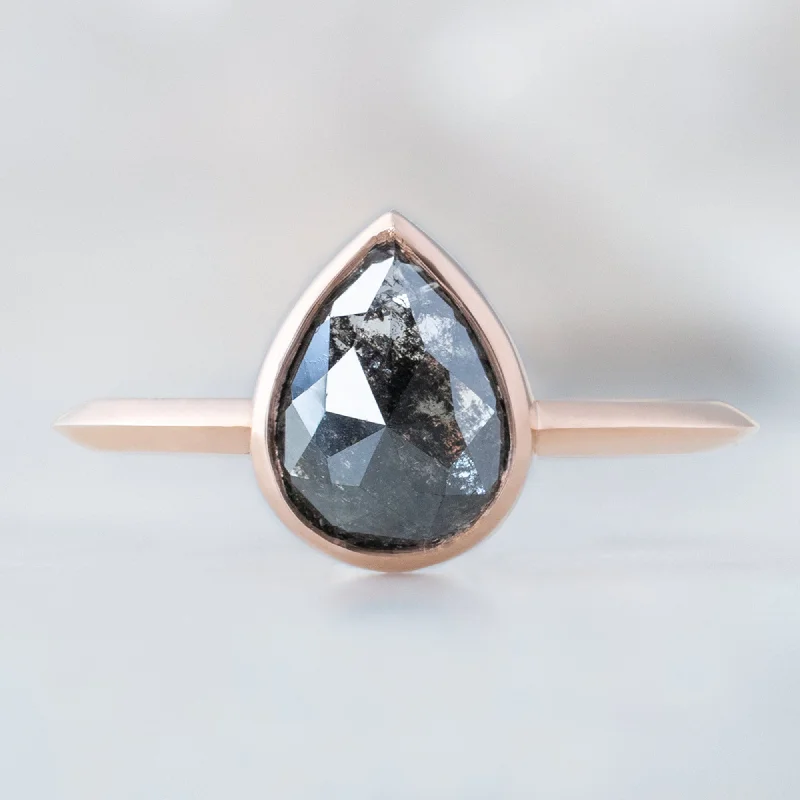 The Hazel Ring | 1.68ct Rose Cut Black Diamond in 14K Rose Gold