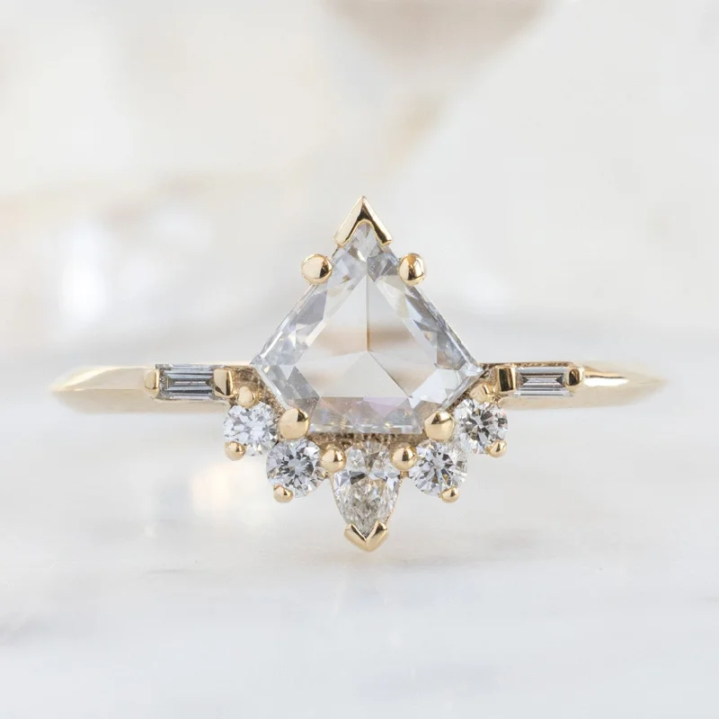 The Posy Ring | 0.57ct Shield White Diamond in 14K Yellow Gold