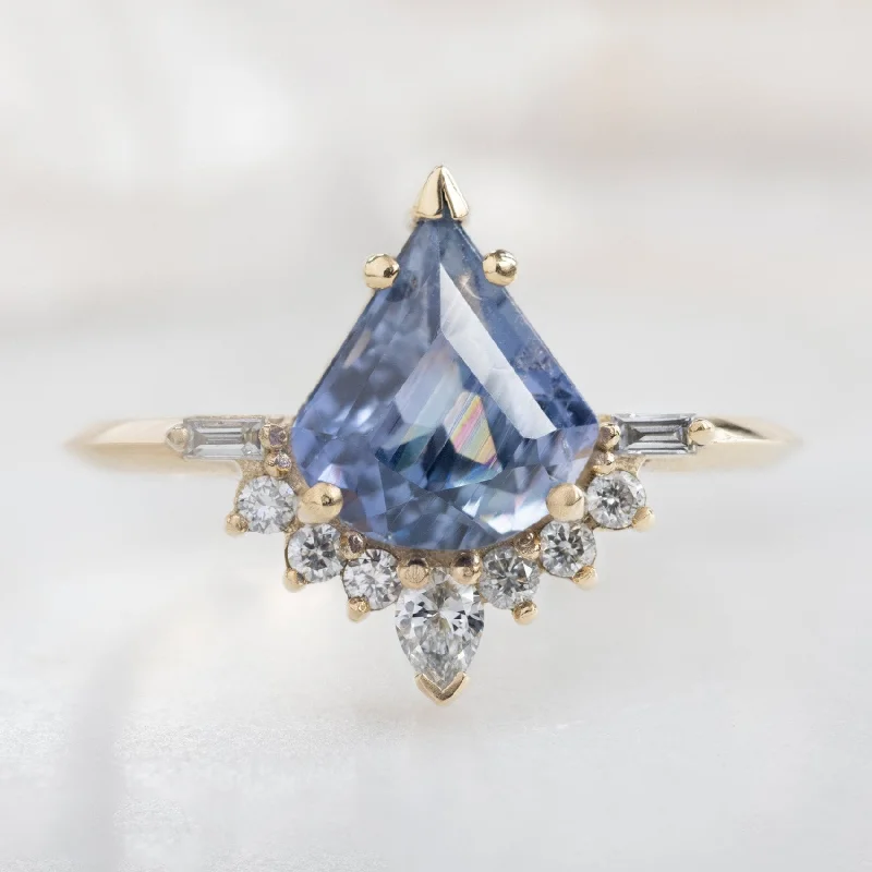 The Posy Ring | 1.76ct Geometric Blue Violet Sapphire in 14K Yellow Gold