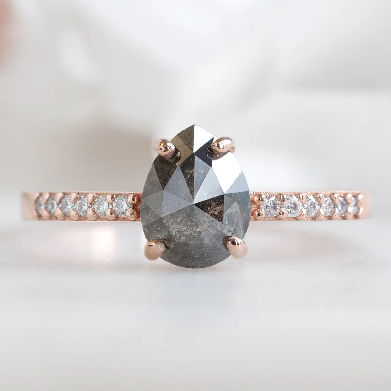 The Willow Ring | 0.81ct Pear Black Diamond in 14K Rose Gold