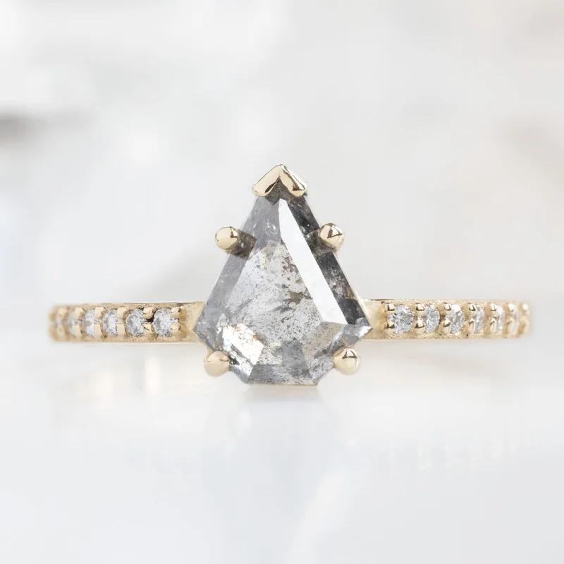 The Willow Ring | 1.16ct Shield Cut Salt and Pepper Diamond in 14K Yellow Gold