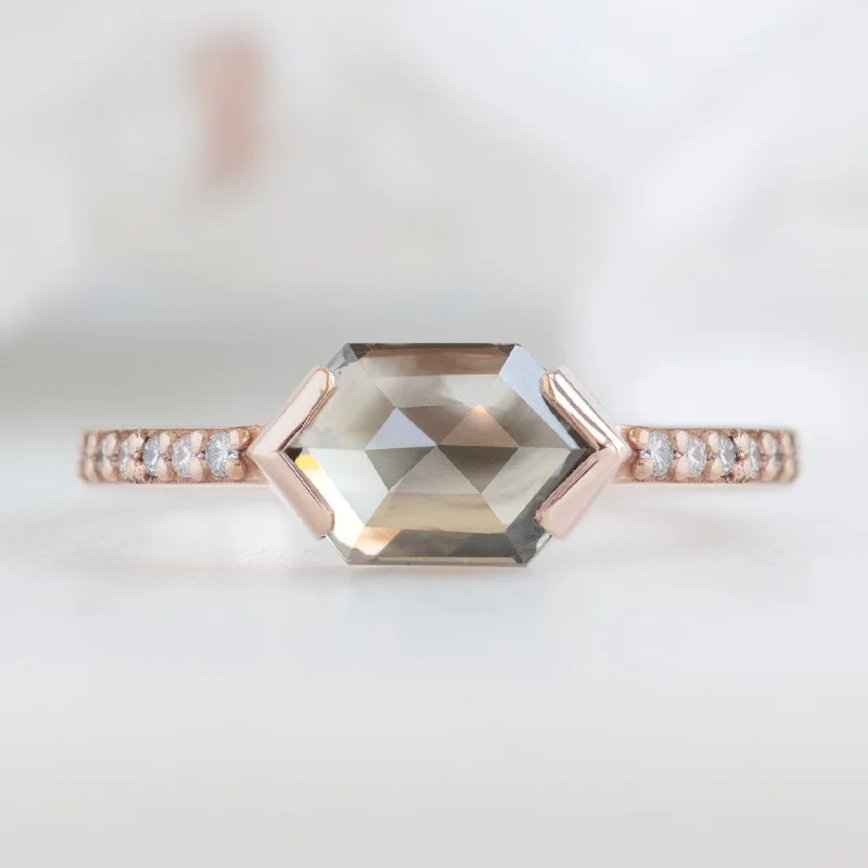 The Willow Ring | 1.26ct Hexagon Salt and Pepper Diamond in 14K Rose Gold