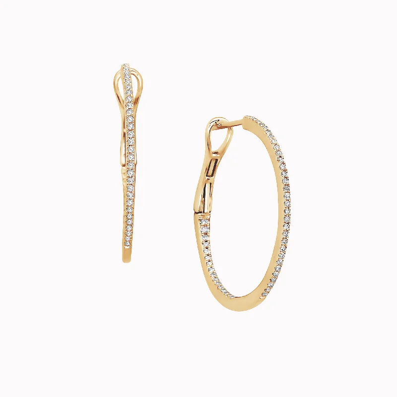 hammered gold signet ring Thin Pavé Diamond Hoops