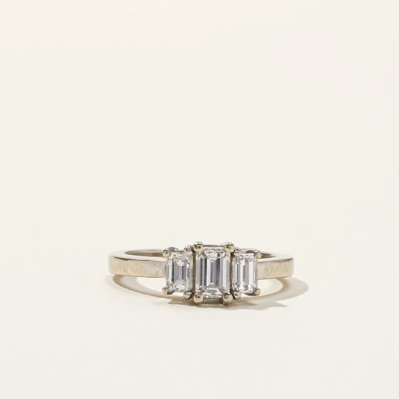 diamond halo pendant necklace Three Stone Diamond Ring | 0.97ctw | SZ 6.5 |