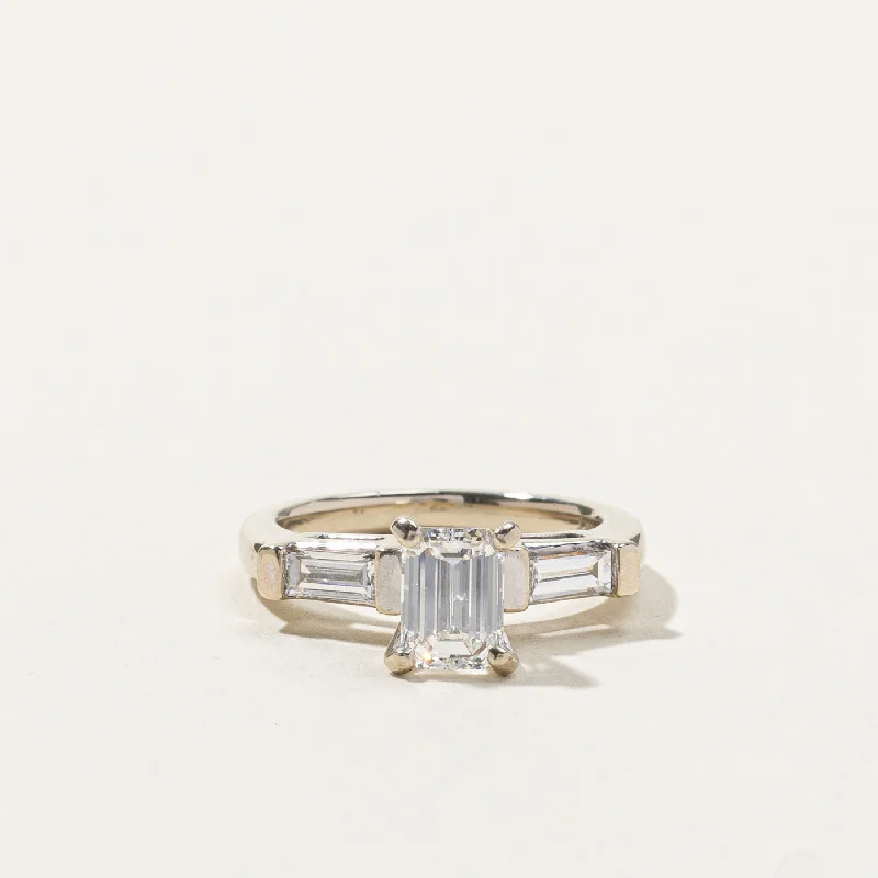 silver wave ring dainty Three Stone Diamond Ring | 1.41ctw | SZ 3.75 |