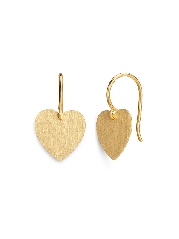 hammered copper wedding band Small Love Tiny Heart Yellow Gold Drop Earrings