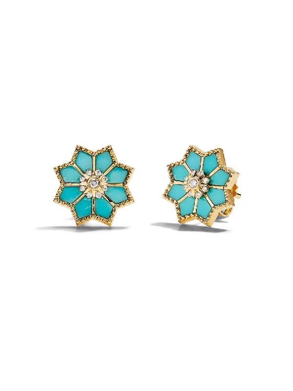 men’s sterling silver cufflinks Turquoise & Diamond Sacred Flower Yellow Gold Stud Earrings men’s sterling silver cufflinks Turquoise & Diamond Sacred Flower Yellow Gold Stud Earrings