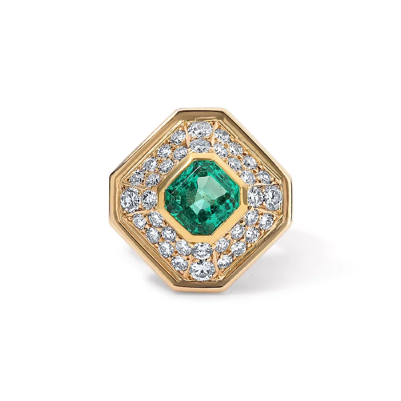 vintage marcasite brooch floral Vintage Asscher Shaped Emerald and Diamond Cocktail Ring