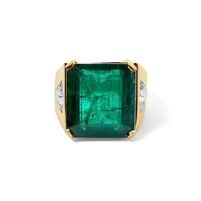 personalized ring with name Vintage Emerald Cut Emerald Ring