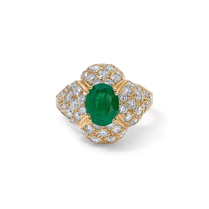 minimalist sapphire drop necklace Vintage Green Emerald and Diamond Cocktail Ring