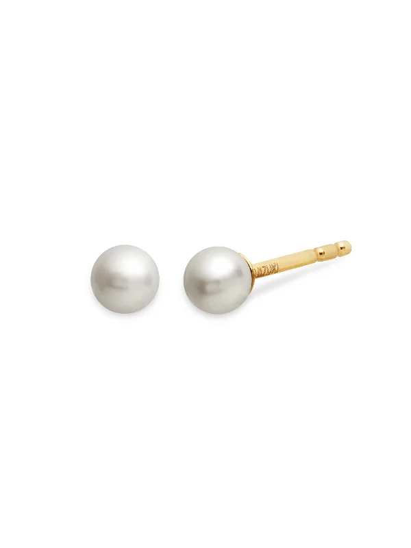 modern infinity signet ring Baby Akoya Pearl Yellow Gold Stud Earrings