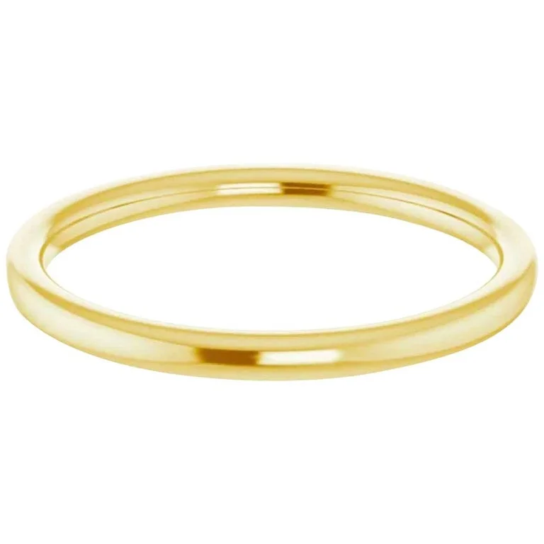 Yellow Gold Band,-2 mm 14k Gold Half Round Wedding Band High Polished